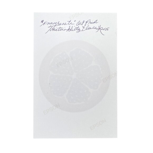 Art Print of Pomegranate Acrylic Painting 8x8in White Mat Frame Ready - Picture 3 of 3